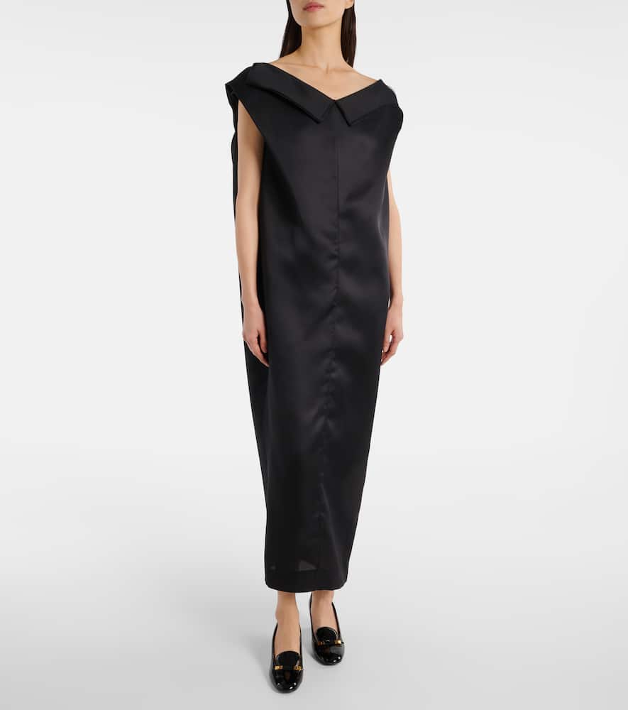 Khaite Selwyn Silk Gazar Maxi Dress In Black