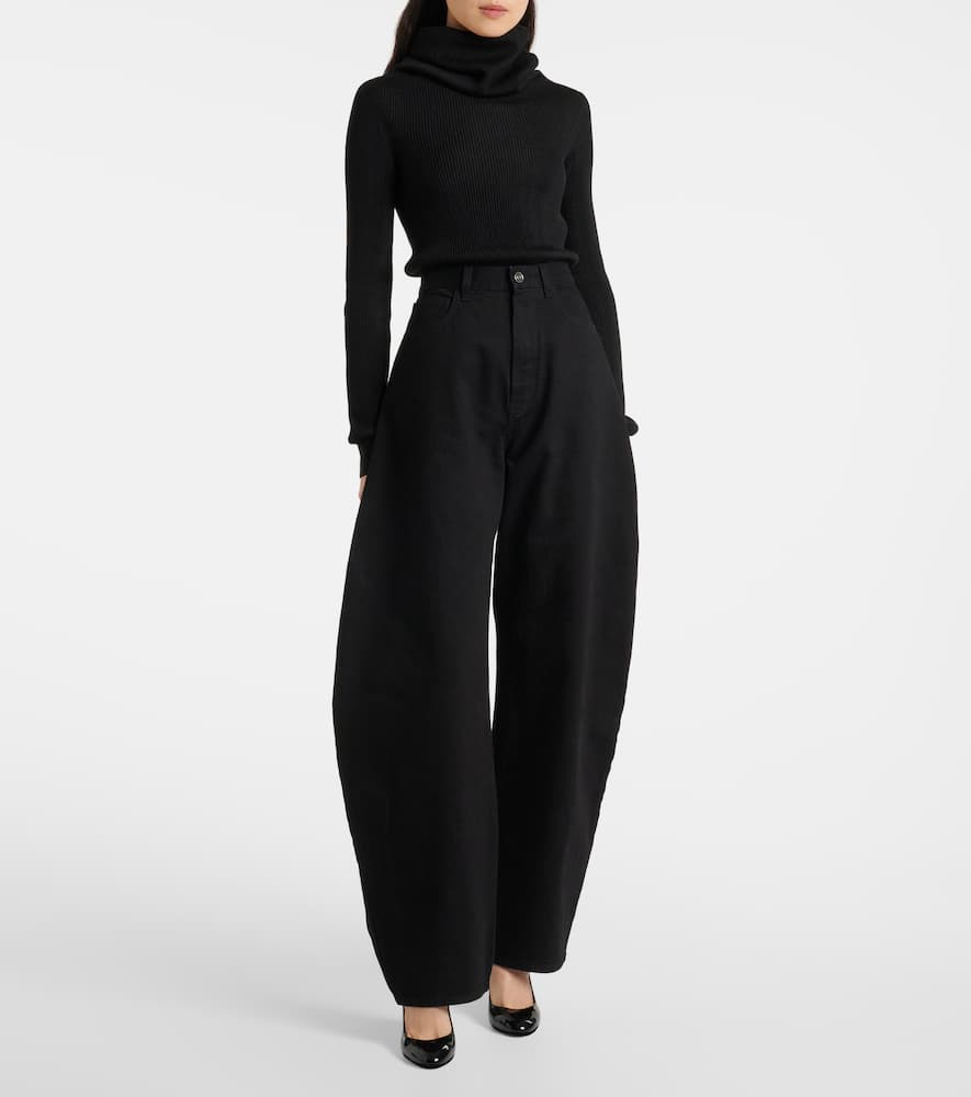 Alaïa Womens Noir Alaia Ribbed Turtleneck Wool Blend Jumper In Noir Alaia