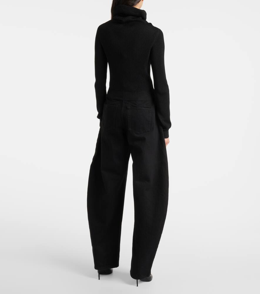 Alaïa Womens Noir Alaia Ribbed Turtleneck Wool Blend Jumper In Noir Alaia