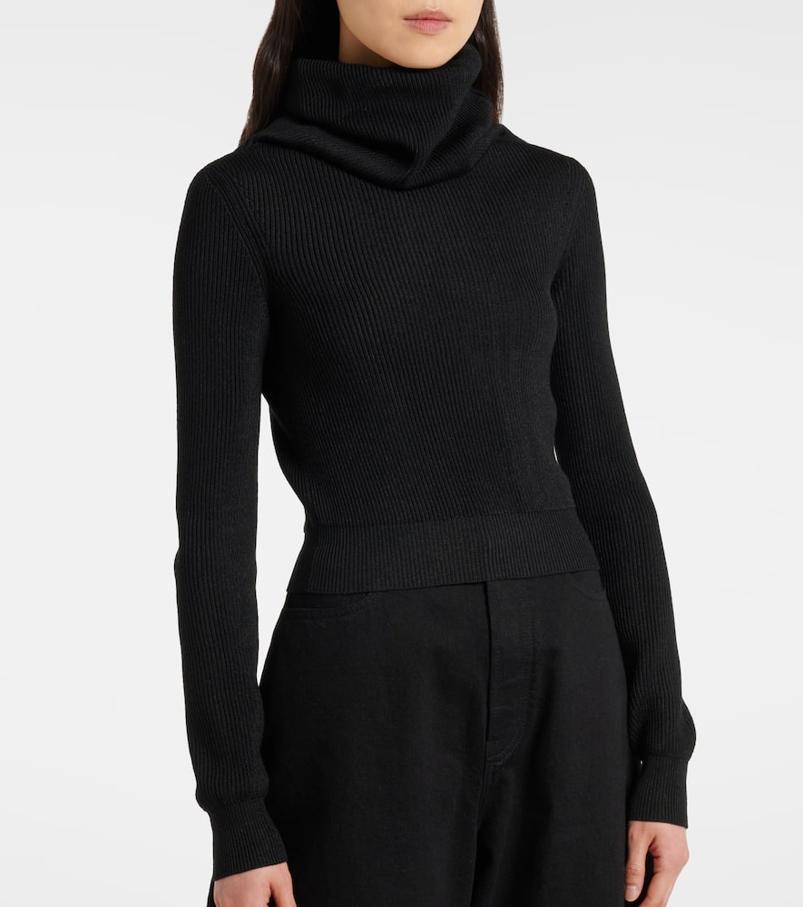 Alaïa Womens Noir Alaia Ribbed Turtleneck Wool Blend Jumper In Noir Alaia