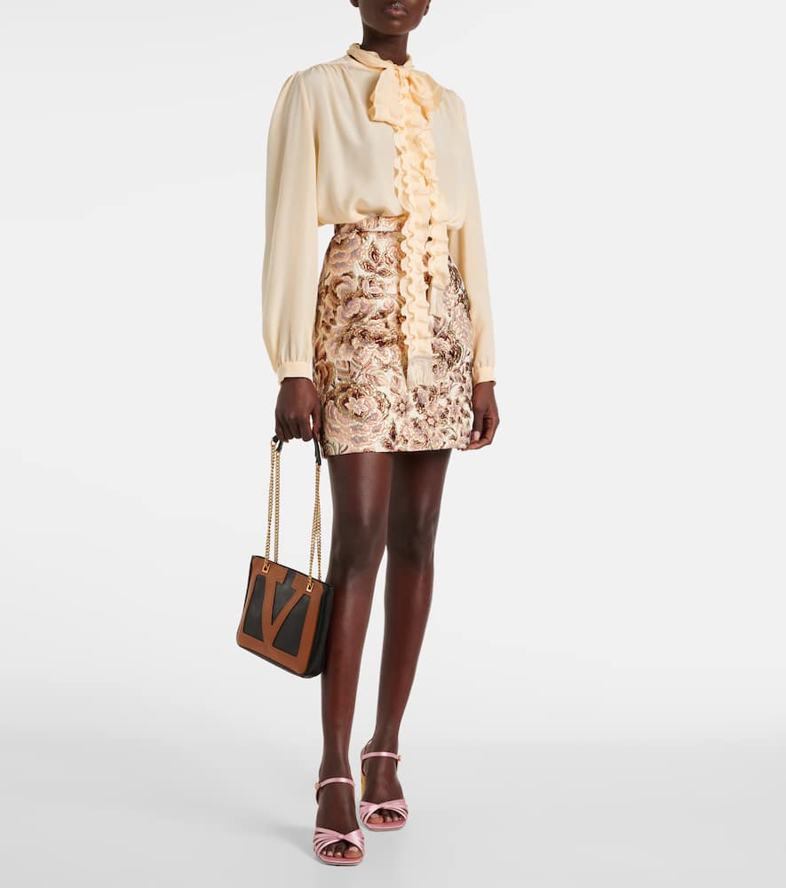Valentino Silk Tasselled-pussybow Blouse In Beige