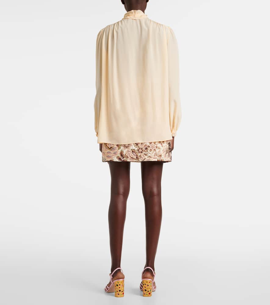 Valentino Silk Tasselled-pussybow Blouse In Beige