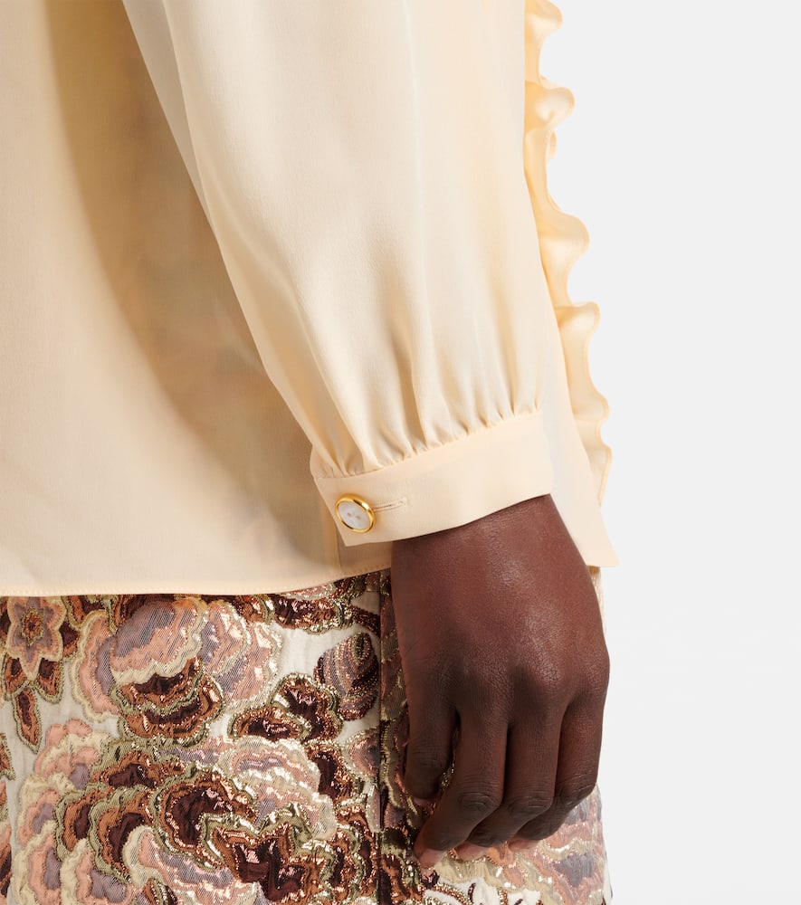 Valentino Silk Tasselled-pussybow Blouse In Beige