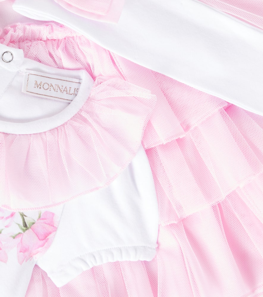 Monnalisa Baby Skirt, Bodysuit And Headband Set In Weiss