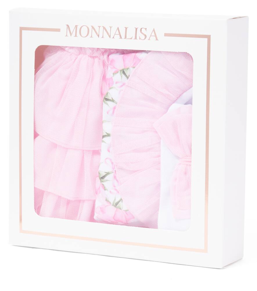 Monnalisa Baby Skirt, Bodysuit And Headband Set In Weiss