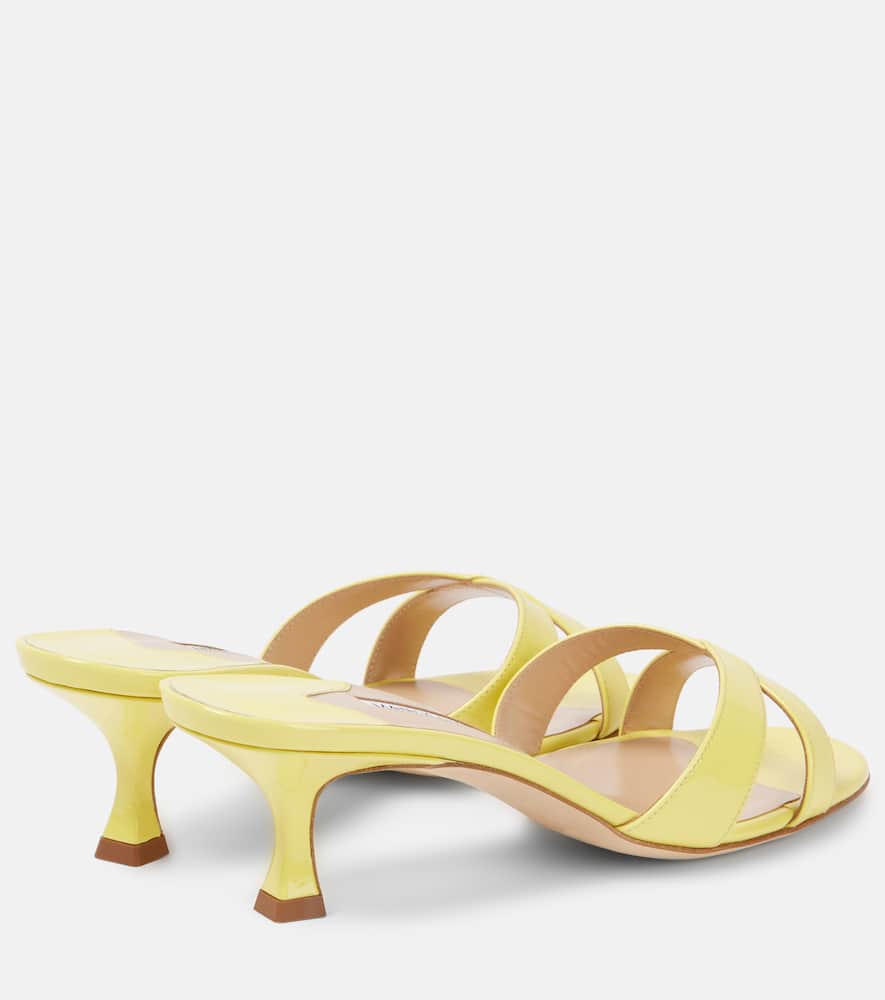 MANOLO BLAHNIK CALLAMU 50 PATENT LEATHER SANDALS