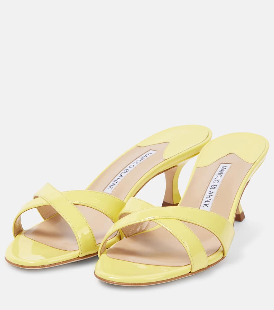 MANOLO BLAHNIK CALLAMU 50 PATENT LEATHER SANDALS