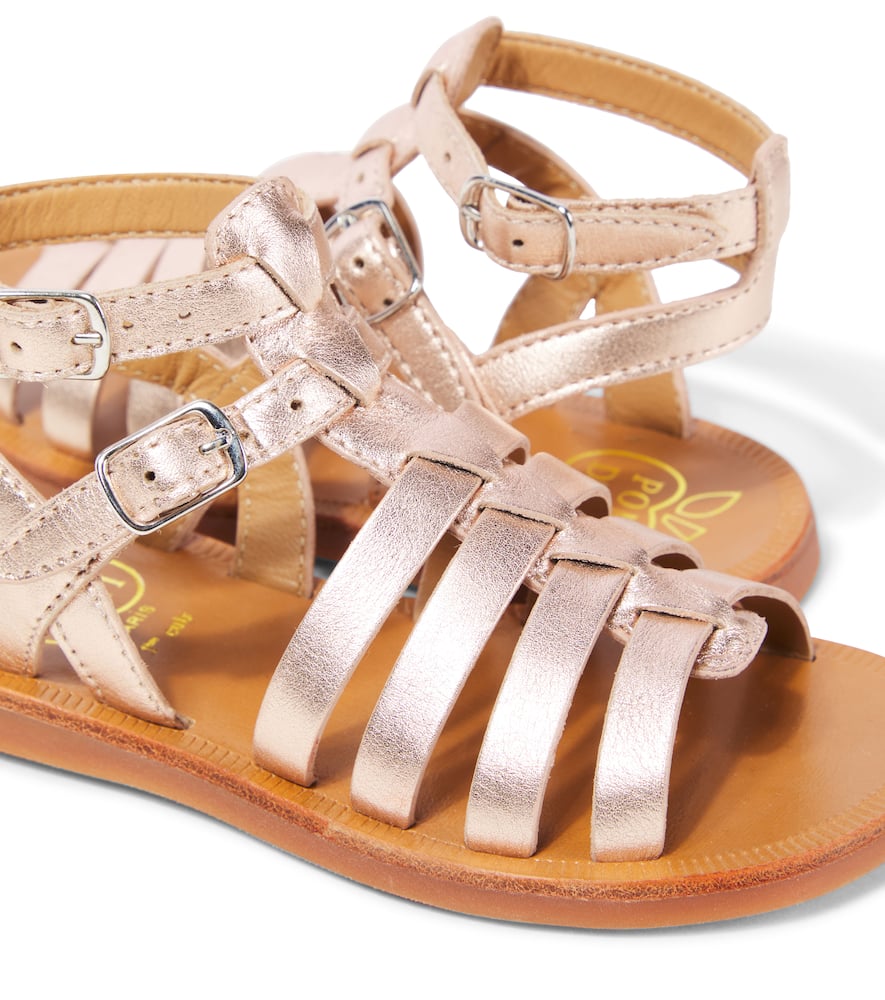 Pom D'api Plagette Gladiator Metallic Leather Sandals In Metallic