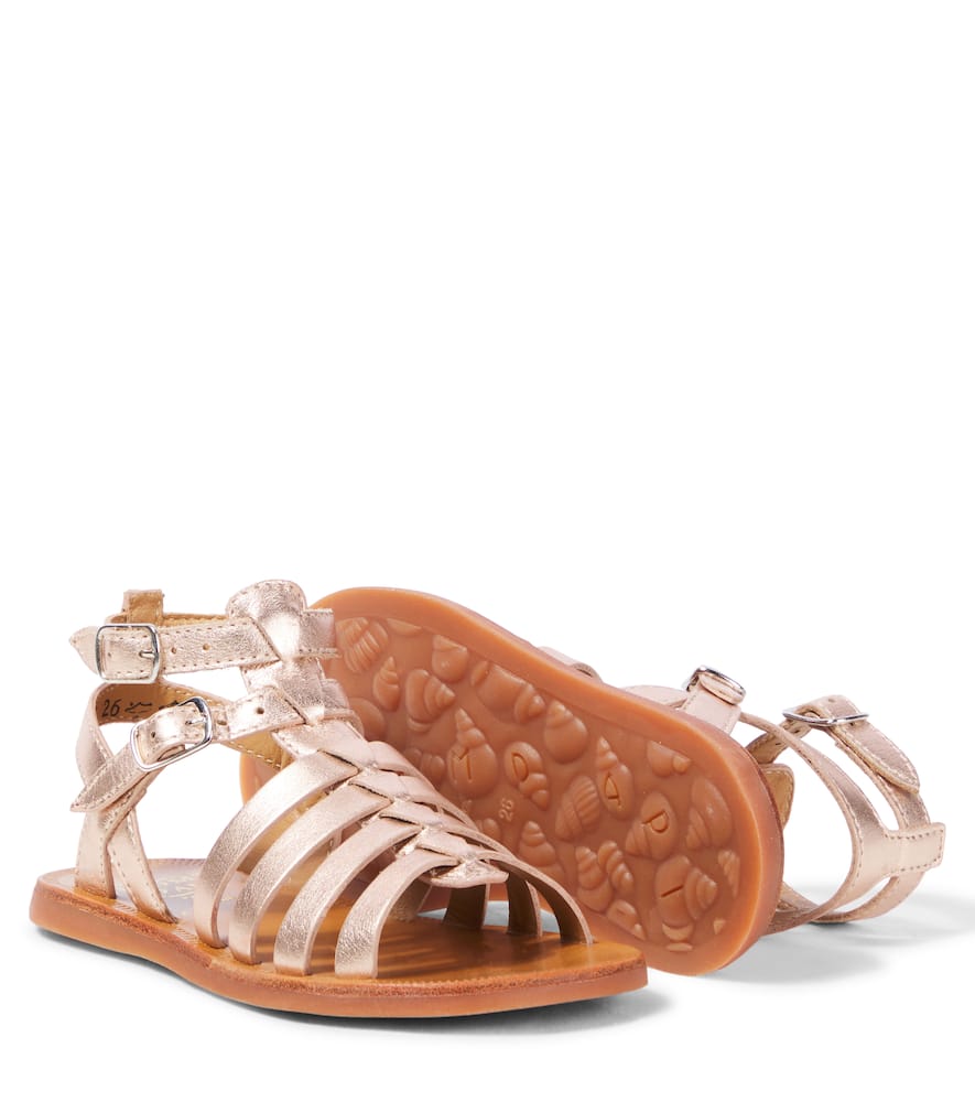 Pom D'api Plagette Gladiator Metallic Leather Sandals In Metallic