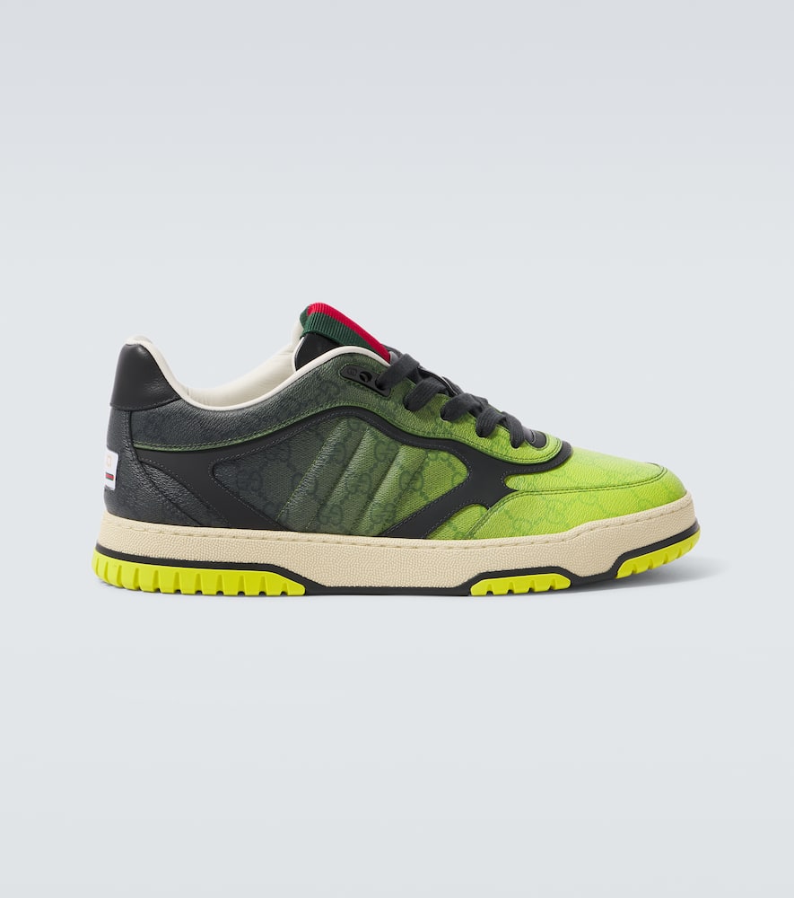 Gucci Re-web Leather-trimmed Sneakers In Green