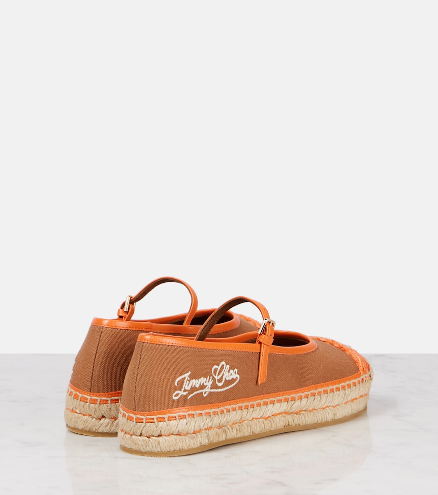  Jimmy Choo Jimmy Choo Aciel Leather-trimmed Canvas Espadrilles 