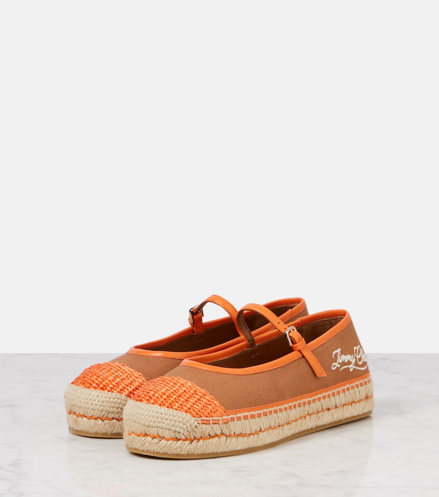  Jimmy Choo Jimmy Choo Aciel Leather-trimmed Canvas Espadrilles 