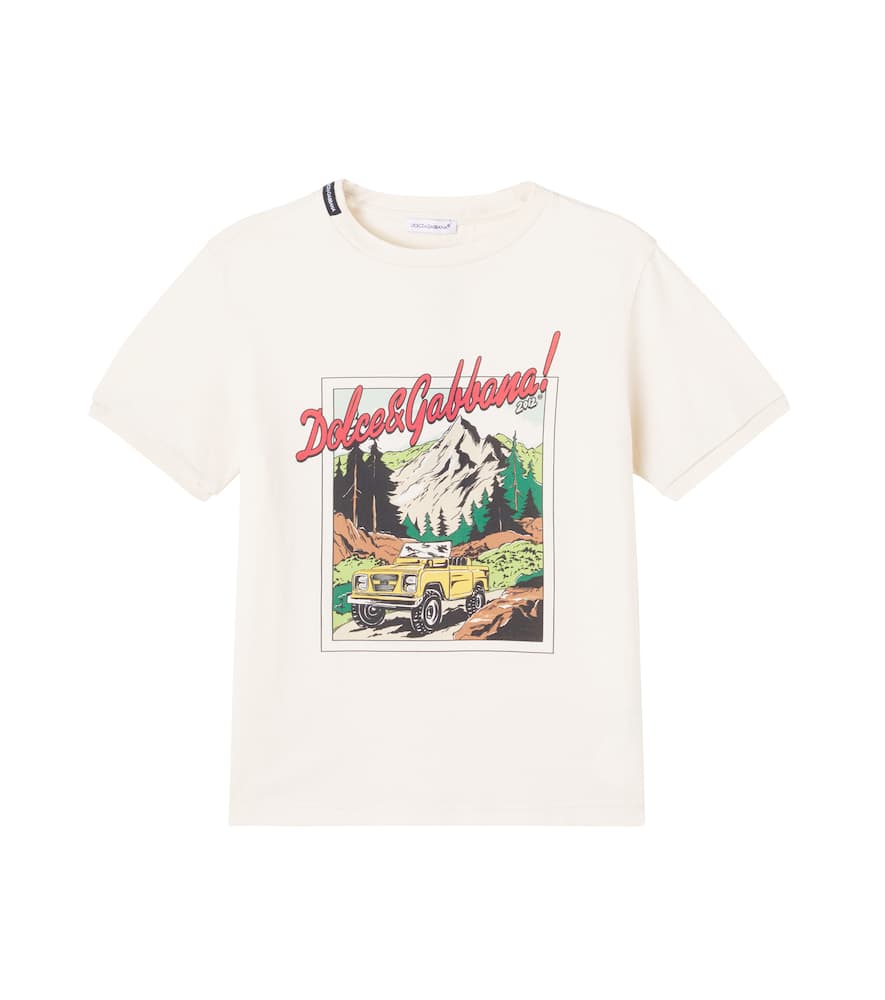 Dolce & Gabbana Jersey T-shirt With Postcard Print In Multi