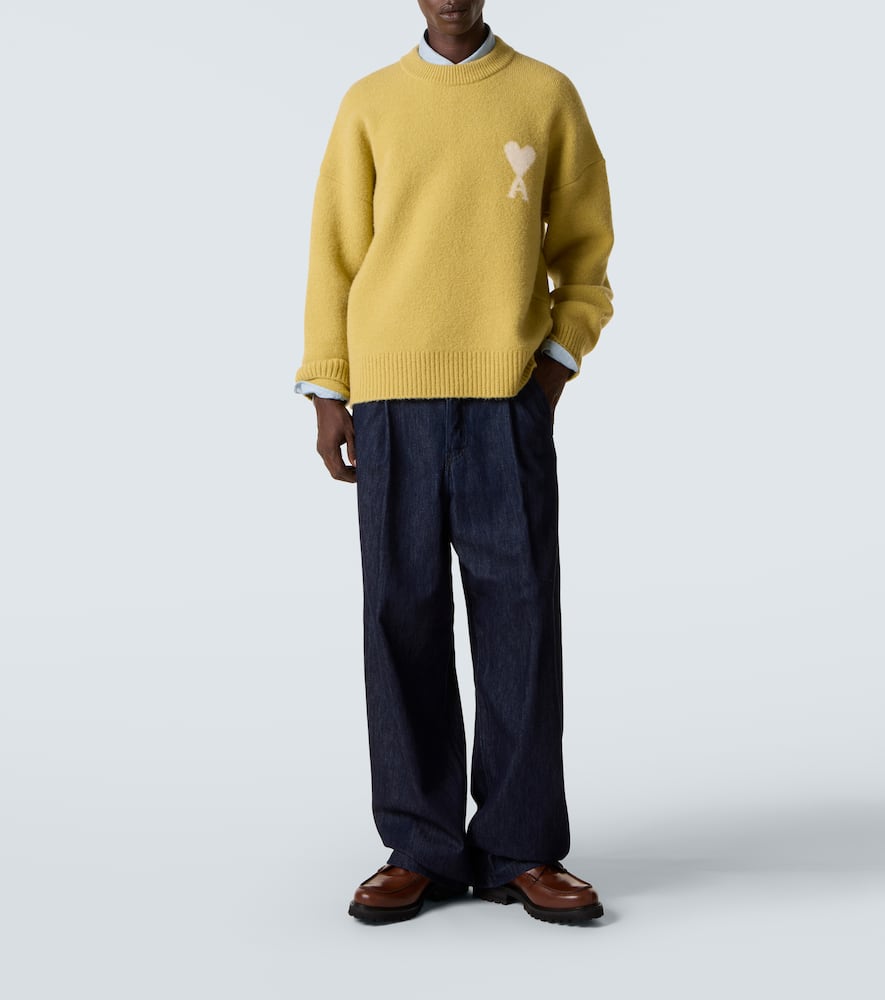 Ami Alexandre Mattiussi Ami De Caur Alpaca And Wool-blend Sweater In Green