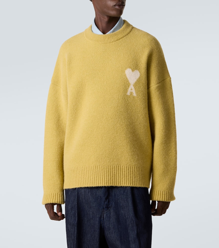 Ami Alexandre Mattiussi Ami De Caur Alpaca And Wool-blend Sweater In Green