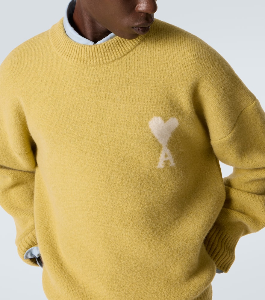 Ami Alexandre Mattiussi Ami De Caur Alpaca And Wool-blend Sweater In Green