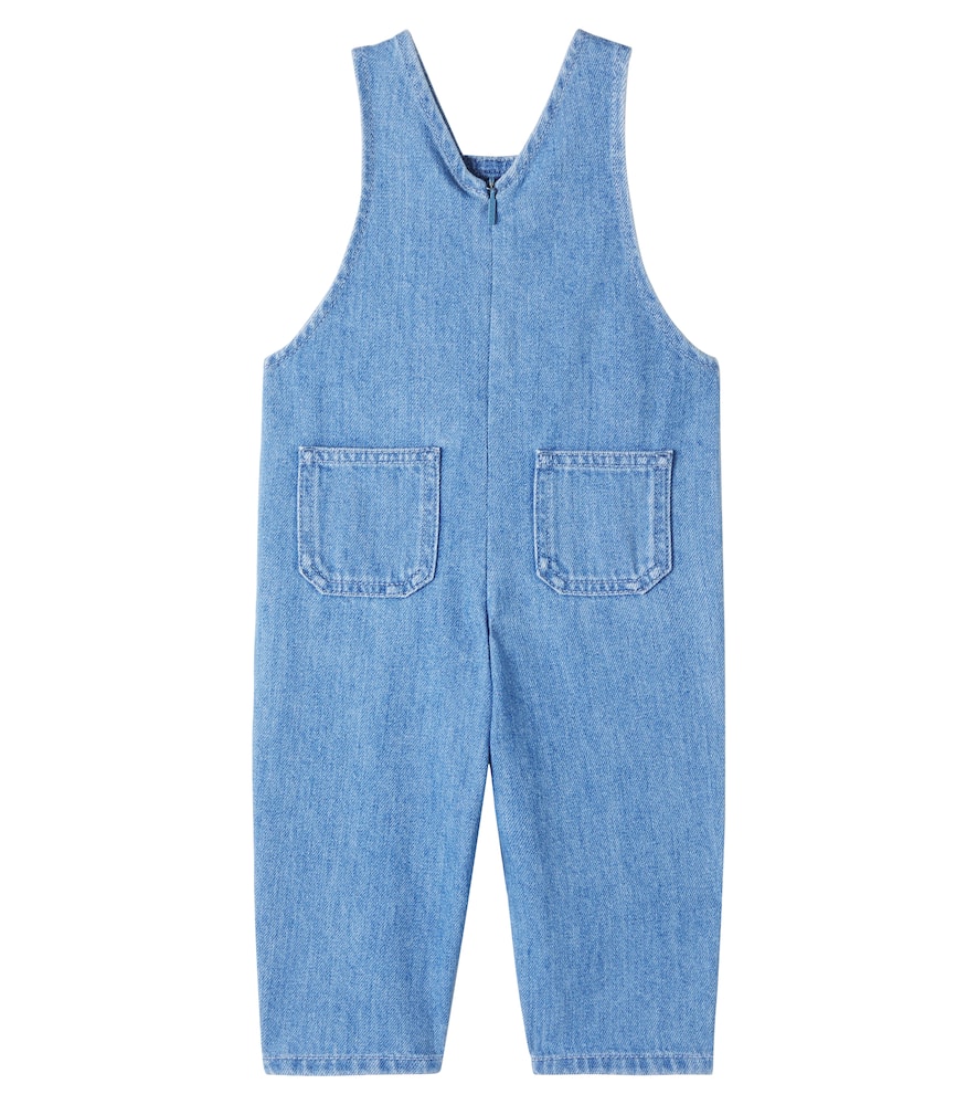 Gucci Baby Web Stripe Denim Overalls