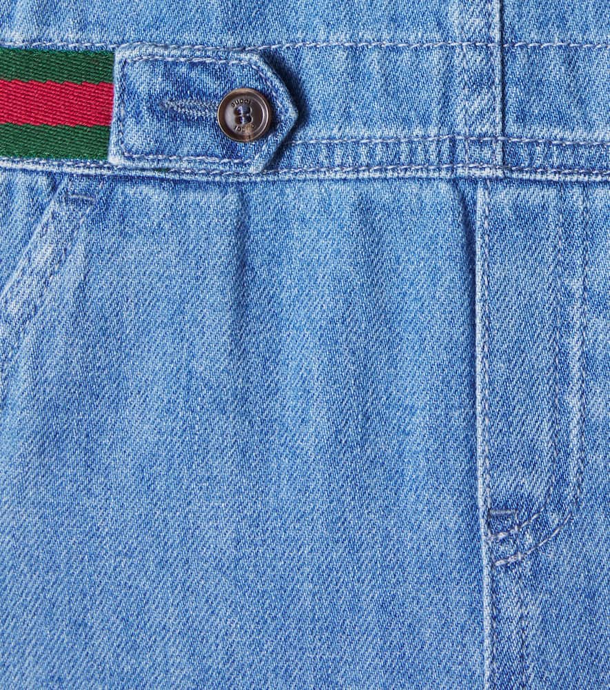 Gucci Baby Web Stripe Denim Overalls