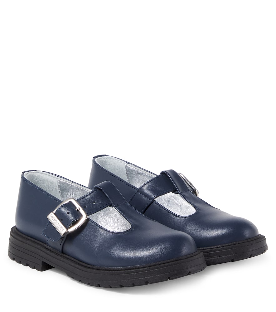 Monnalisa Leather Loafers In Blue