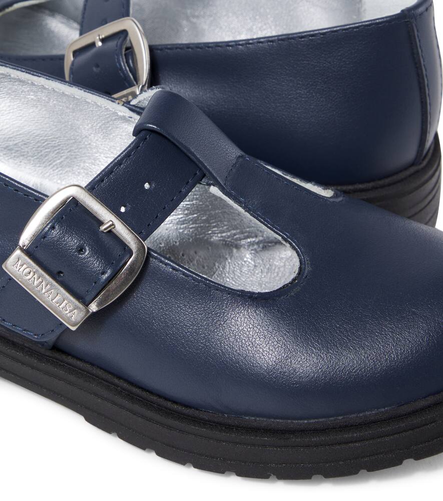 Monnalisa Leather Loafers In Blue