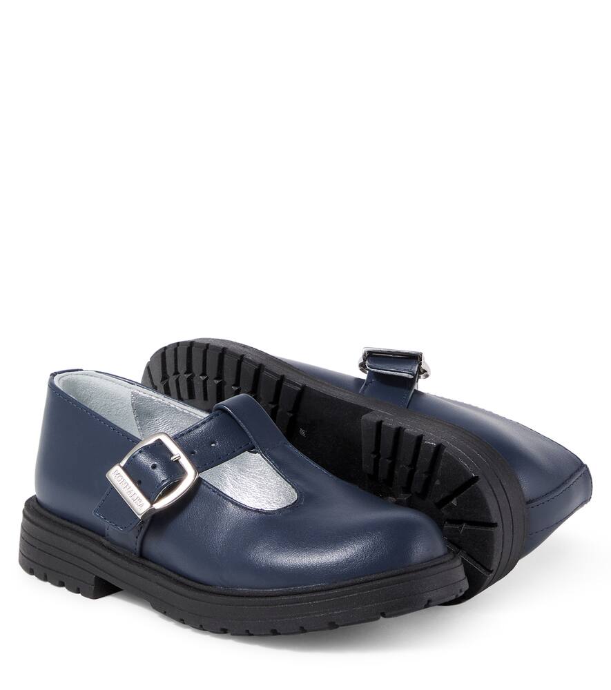 Monnalisa Leather Loafers In Blue