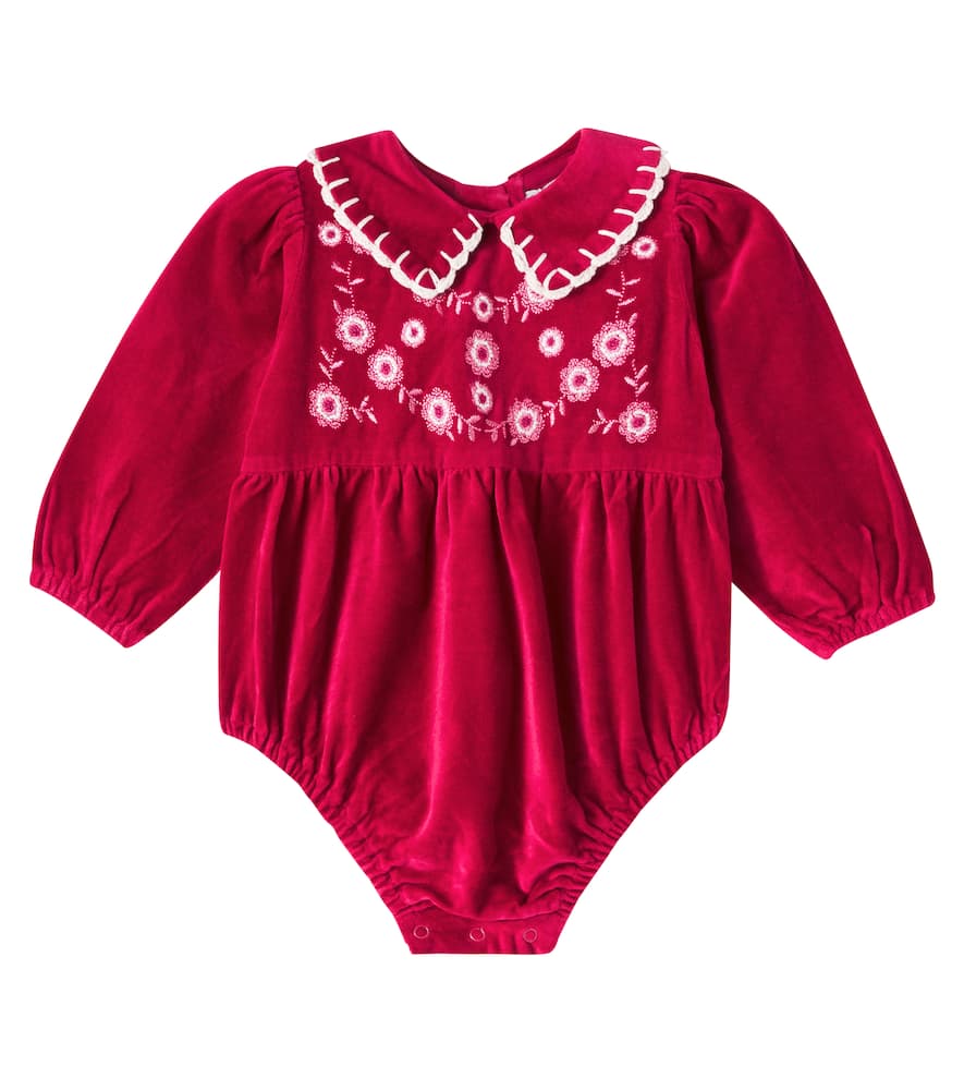 Bebe Organic Baby Millie Embroidered Cotton Bodysuit In Red
