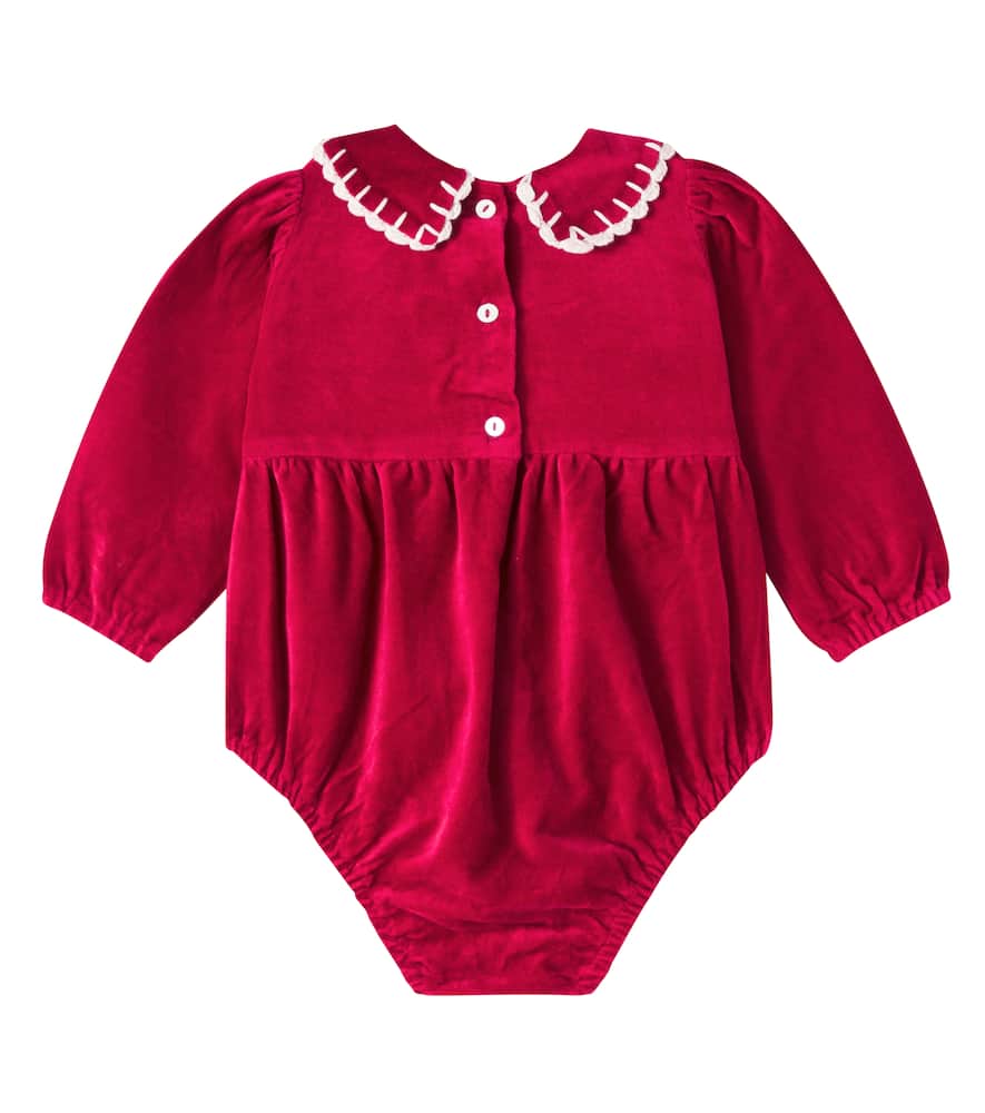 Bebe Organic Baby Millie Embroidered Cotton Bodysuit In Red