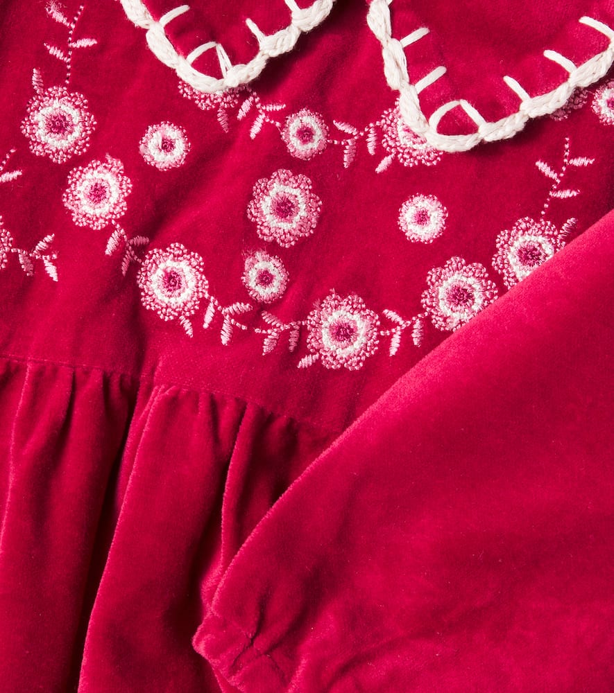 Bebe Organic Baby Millie Embroidered Cotton Bodysuit In Red