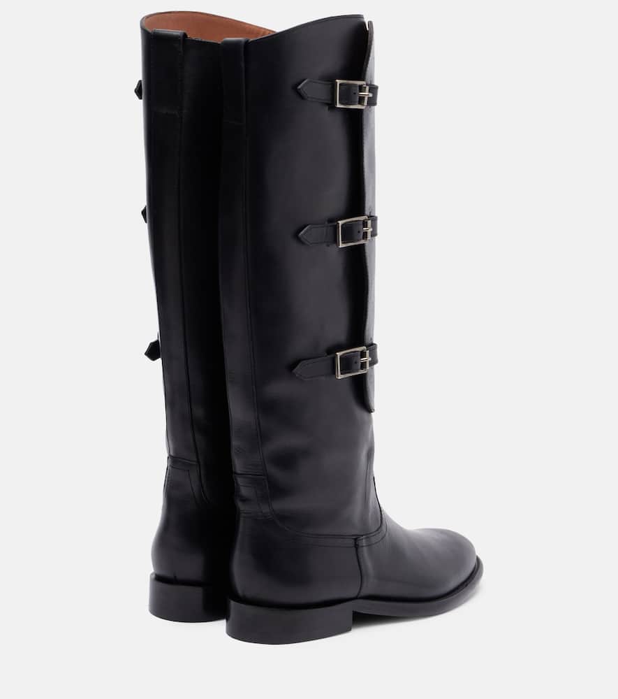 Paris Texas Boots In Black Calf Leather With Croco-embossed Details In Black
