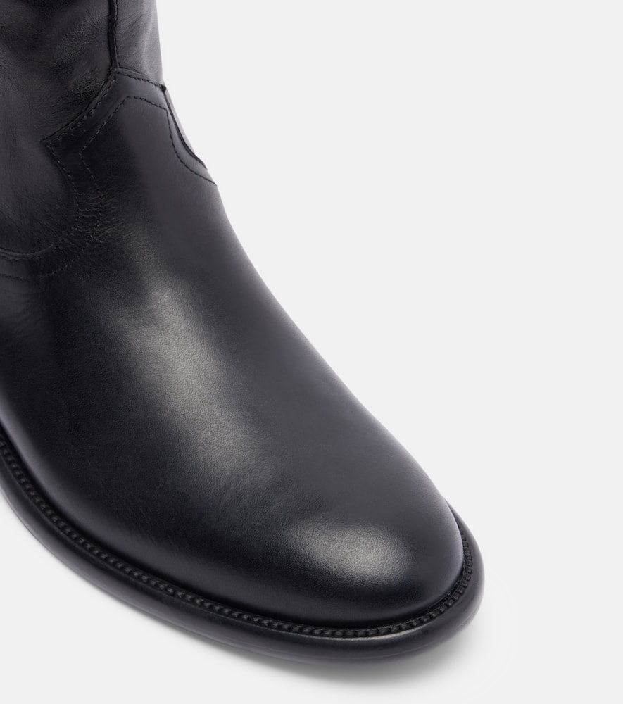 Paris Texas Boots In Black Calf Leather With Croco-embossed Details In Black