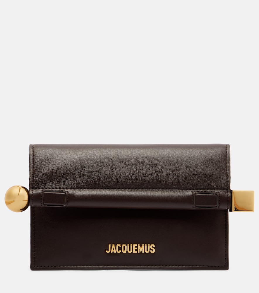 Jacquemus La Pochette Rond Carré Small Leather Clutch In Brown