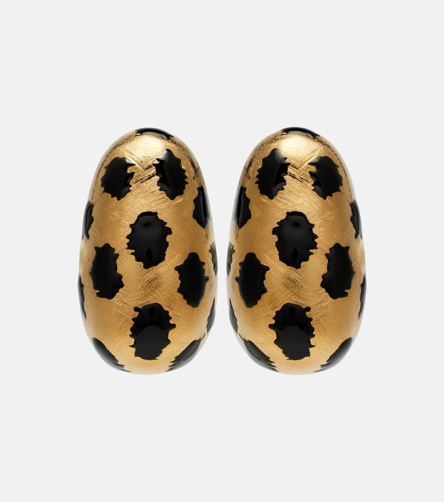 Jacquemus Curvo Large Leopard-print Earrings In Gold