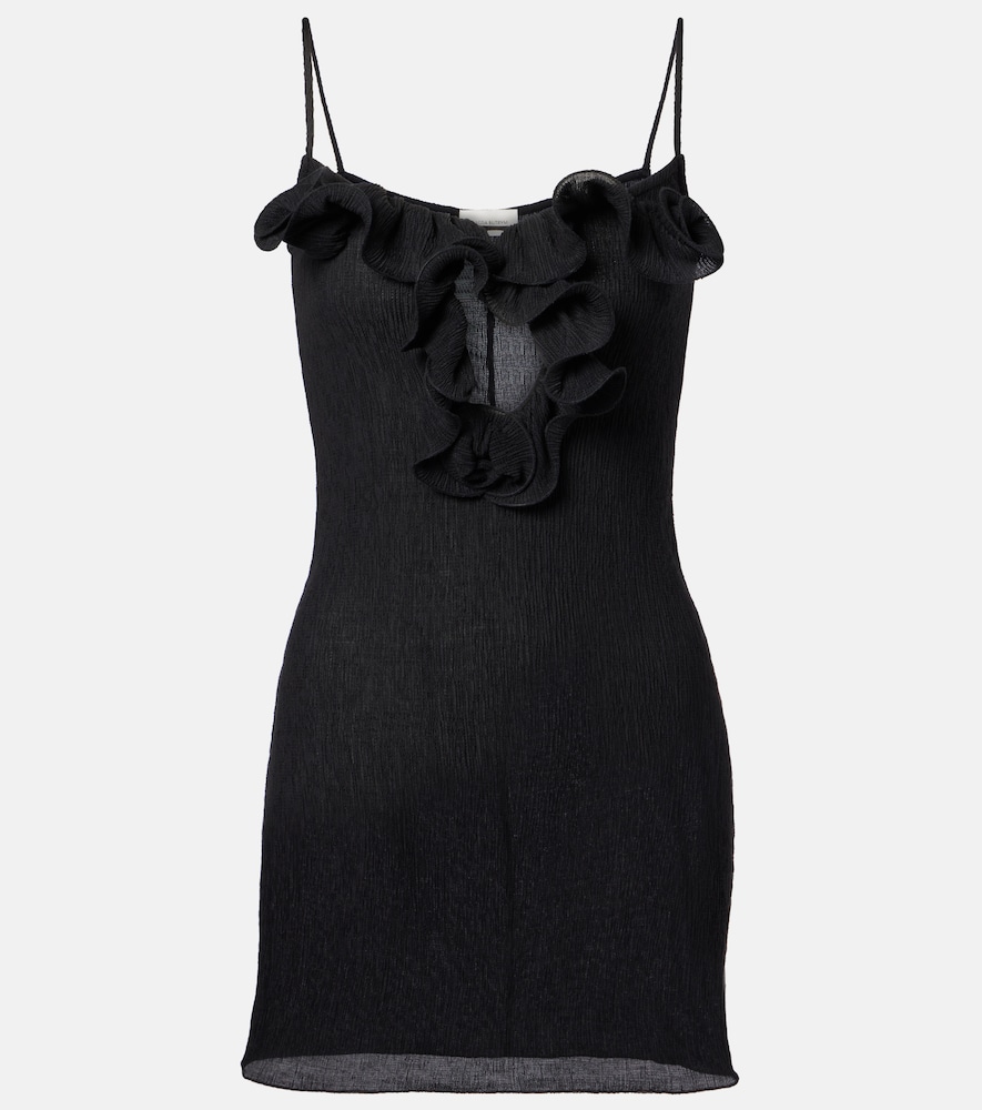 Magda Butrym Women's Black Ruffled Sheer Minidress UK Size 14 - Mytheresa