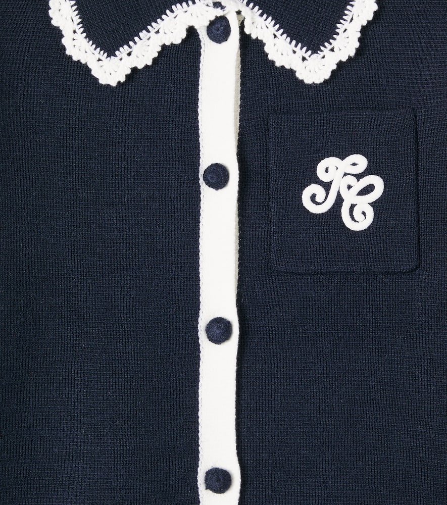Tartine Et Chocolat Embroidered Wool-blend Cardigan In Blue