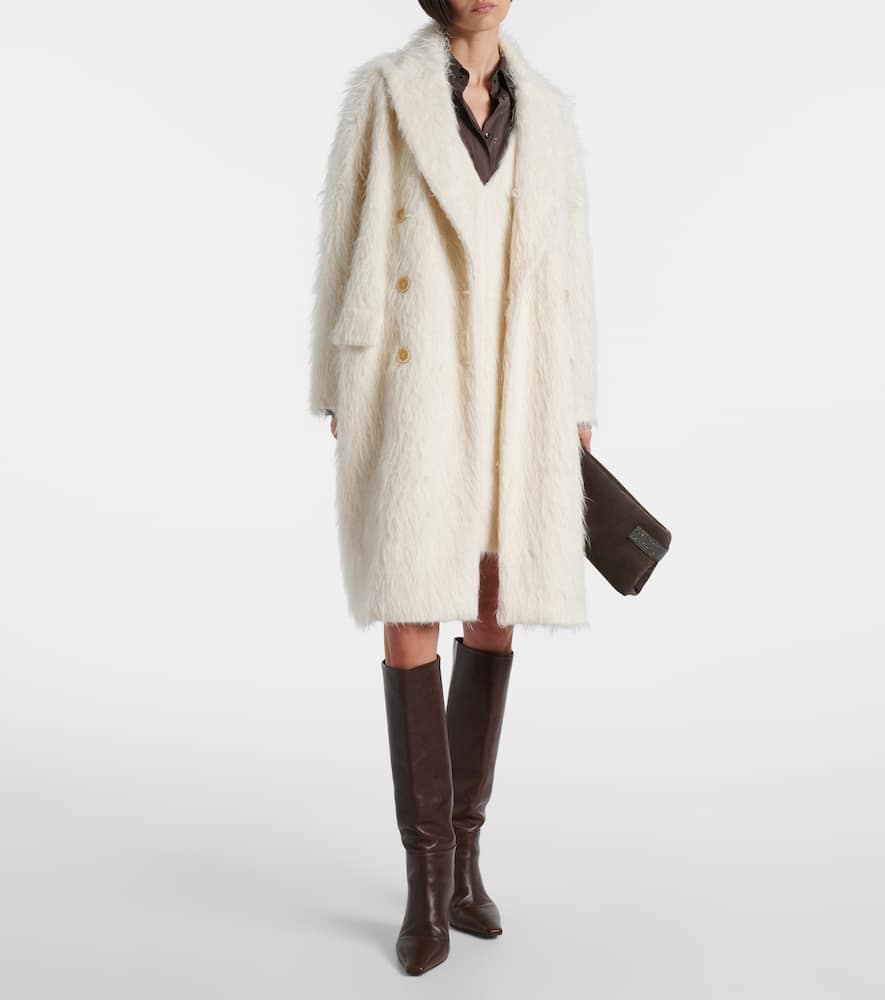 Brunello Cucinelli Double-breasted Alpaca-blend Coat In White