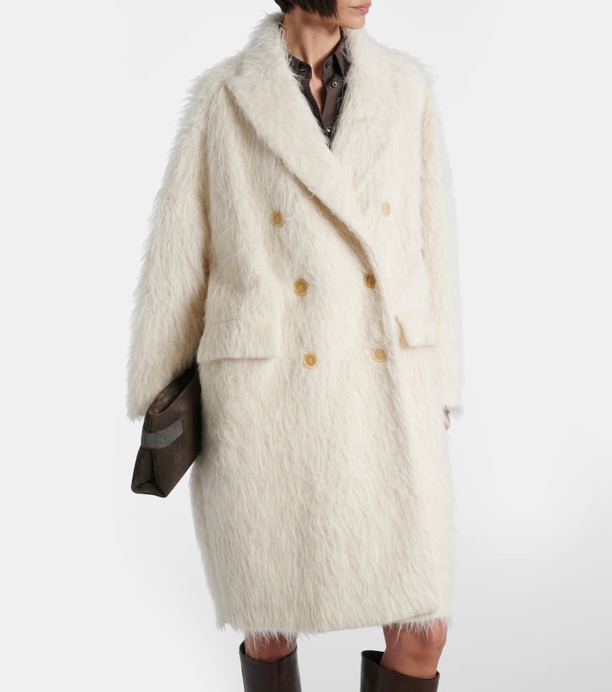 Brunello Cucinelli Double-breasted Alpaca-blend Coat In White