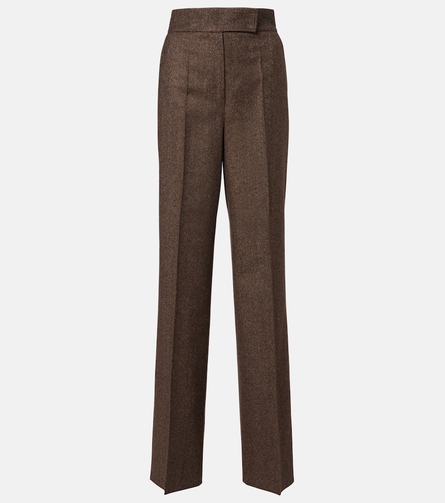 Max Mara Virgin Wool Straight Pants In Brown