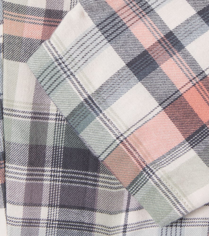 Wheat Baby Arne Checked Cotton Chambray Pants In Gray