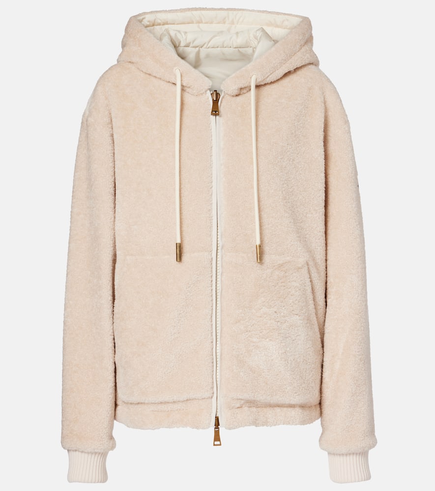 Moncler White Reversible Padded Hoodie In Neutral