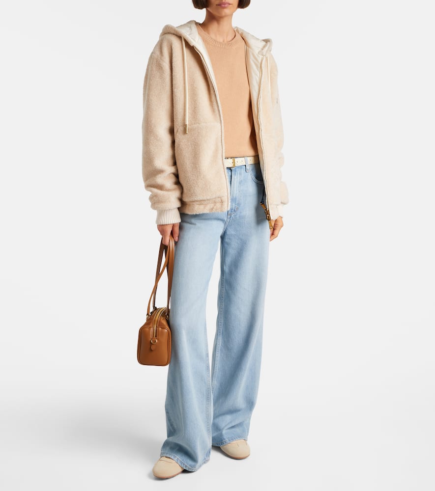Moncler White Reversible Padded Hoodie In Neutral