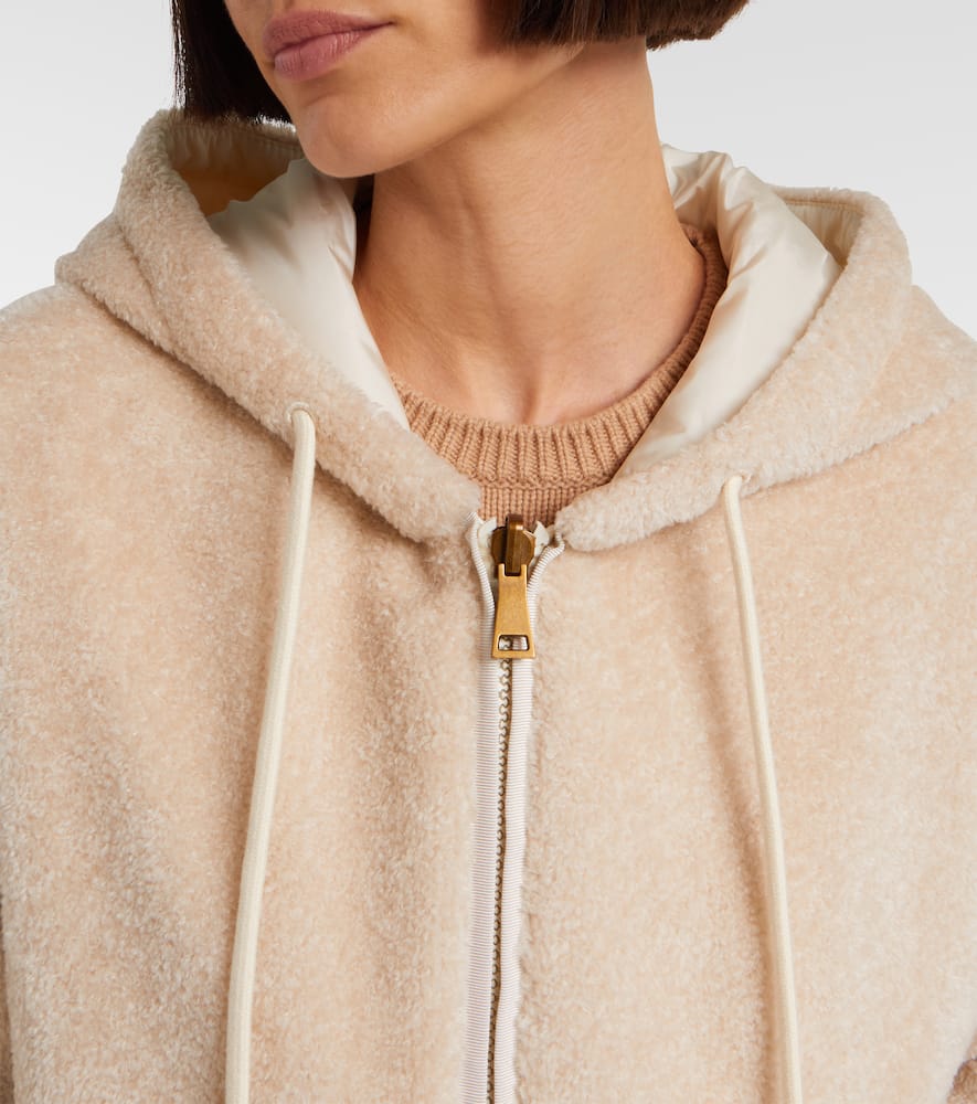 Moncler White Reversible Padded Hoodie In Neutral