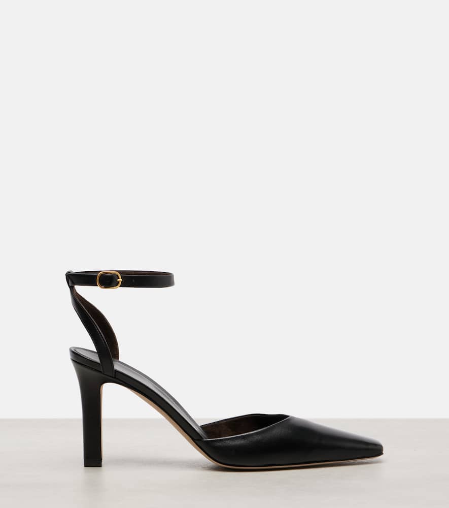 The Row Carla 80 Leather Mules In Black