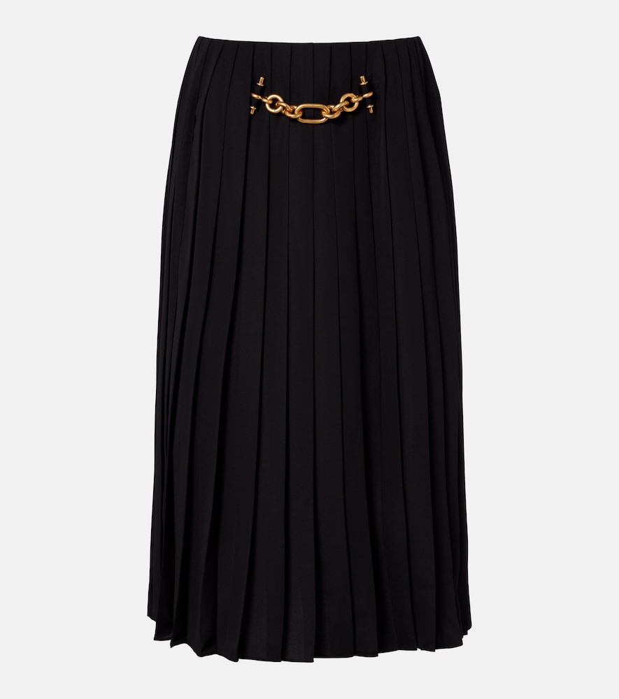 Balmain Chain-detail pleated midi skirt