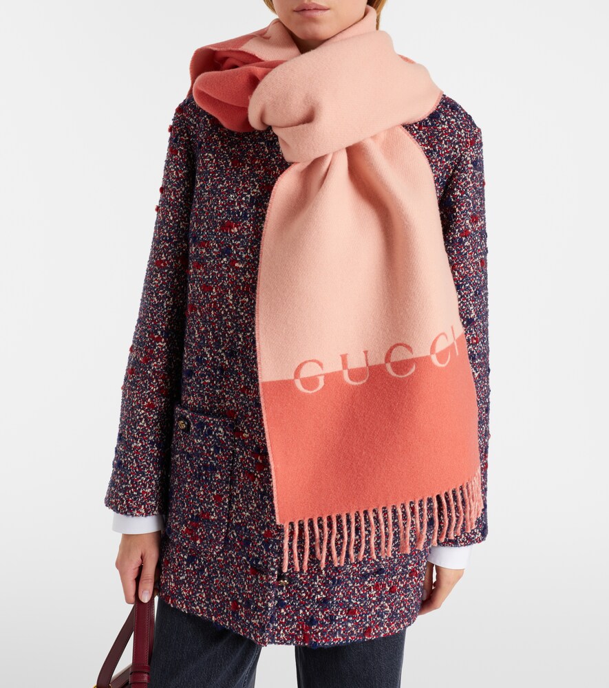 Gucci Logo wool and cashmere scarf