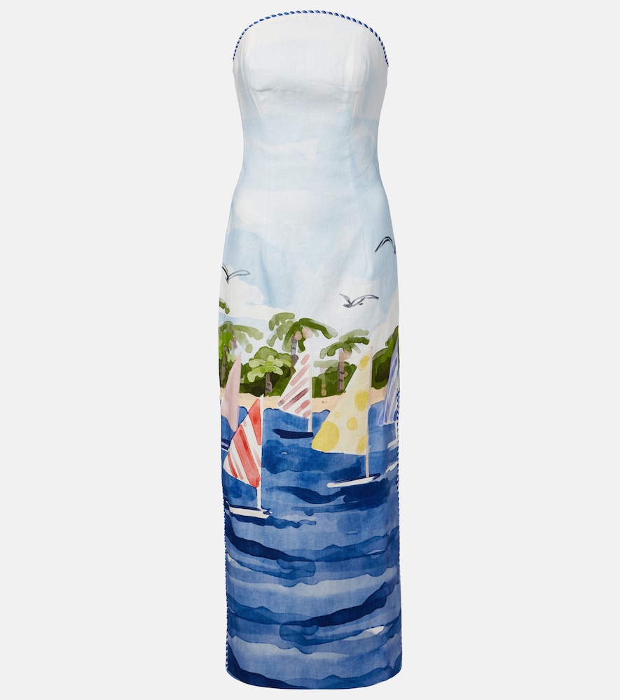 Leo Lin Ava printed linen bustier dress