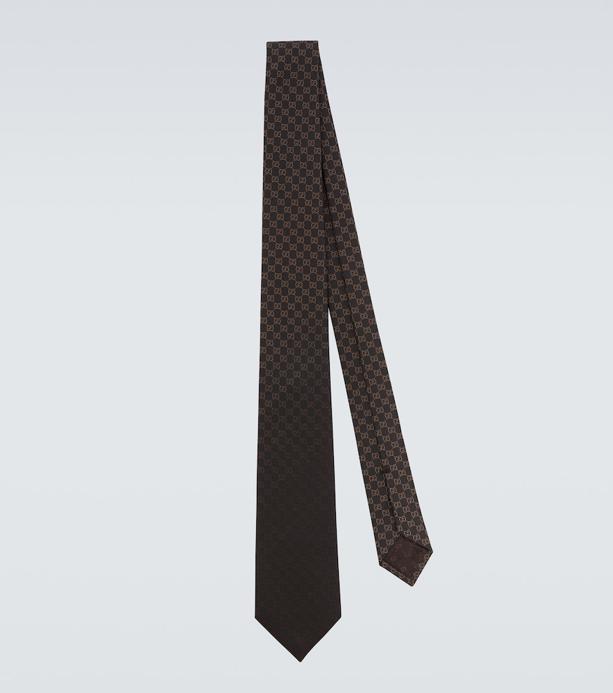Gucci Men's Brown Gg Silk Jacquard Tie