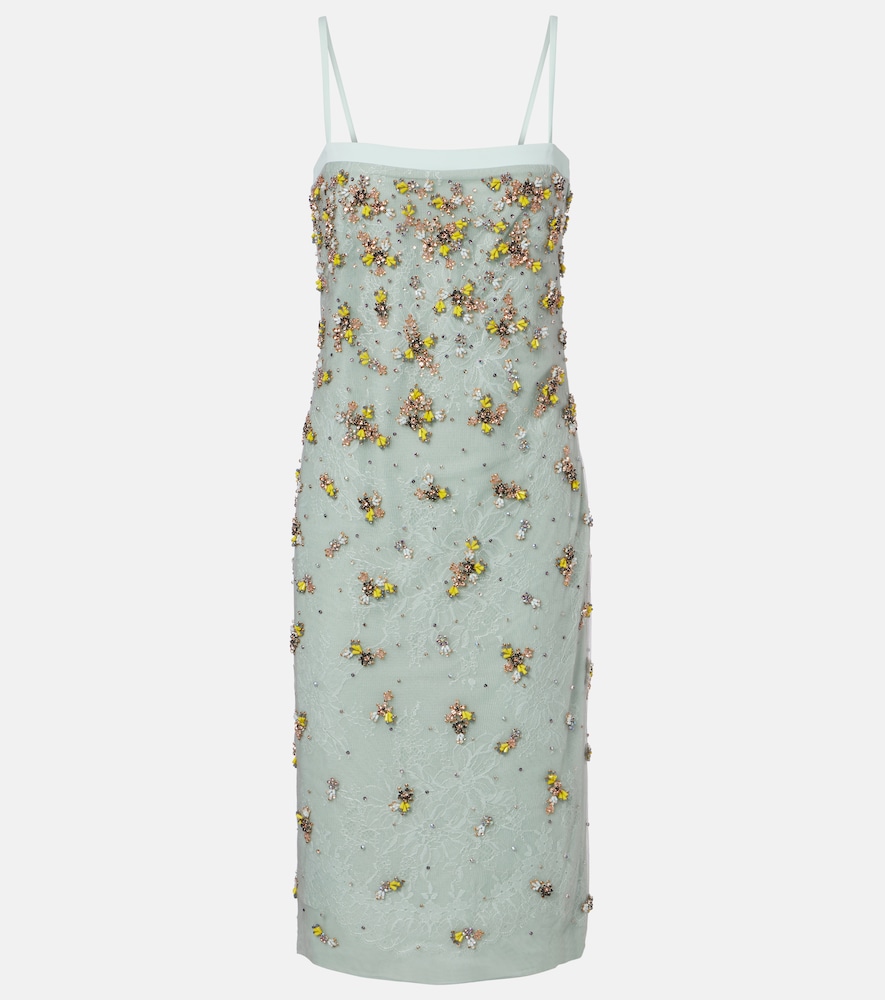 Costarellos Palla embellished lace and tulle midi dress