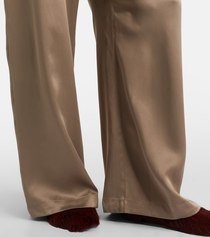 Asceno Isola Silk Twill Wide-leg Pants In Brown