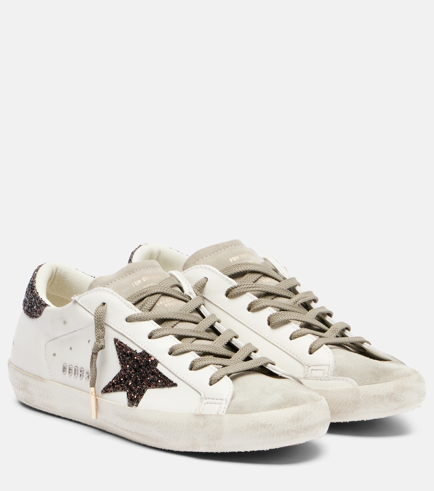 Golden Goose Women's White Super Star Glitter Leather Sneakers UK Size 3 - Mytheresa
