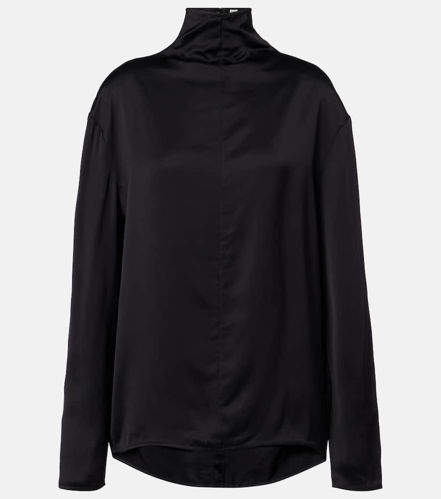 Totême Turtleneck Satin Top In Black
